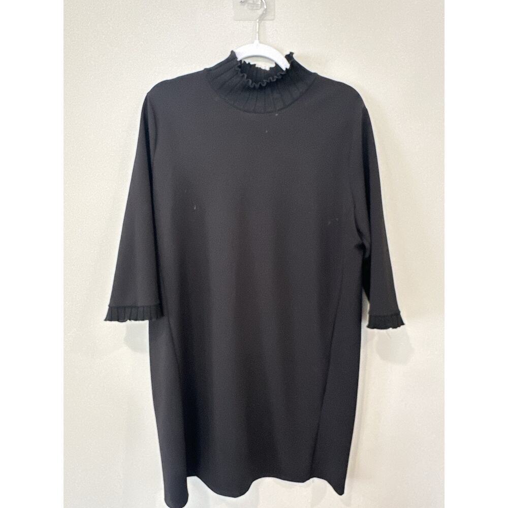 NWOT Zara 3/4 Sleeve Mock Neck Ruffle Knee Length Fall Dress Size Large 2180